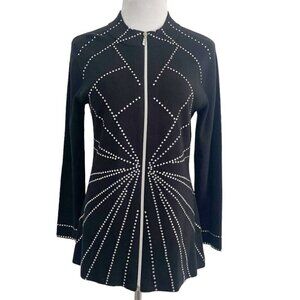 Berek Size Medium Zip Up Embellished Top Long Sleeve Shirt Sweater Jacket